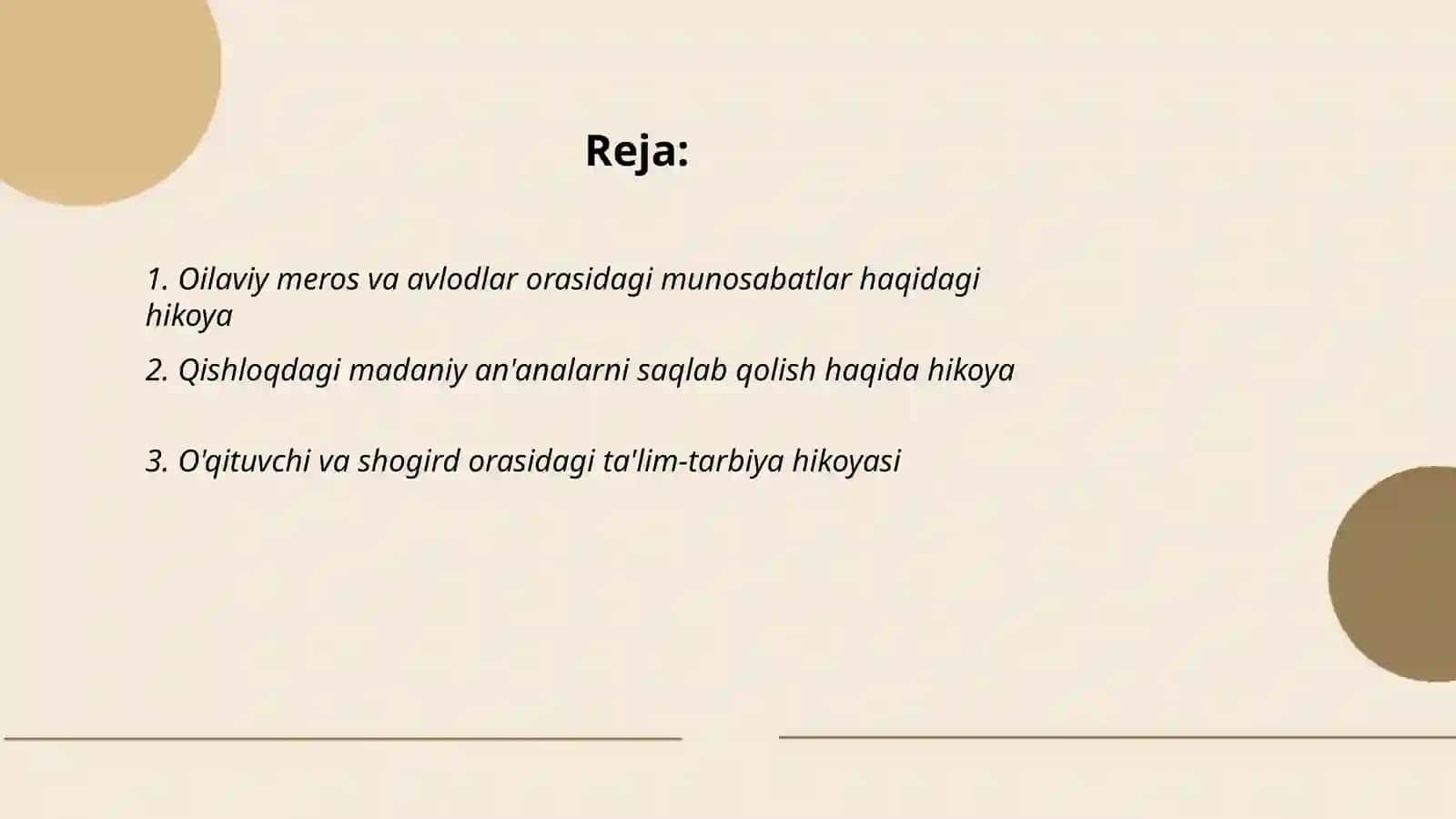 Oilaviy meros va avlodlar orasidagi munosabatlar haqidagi hikoya 2