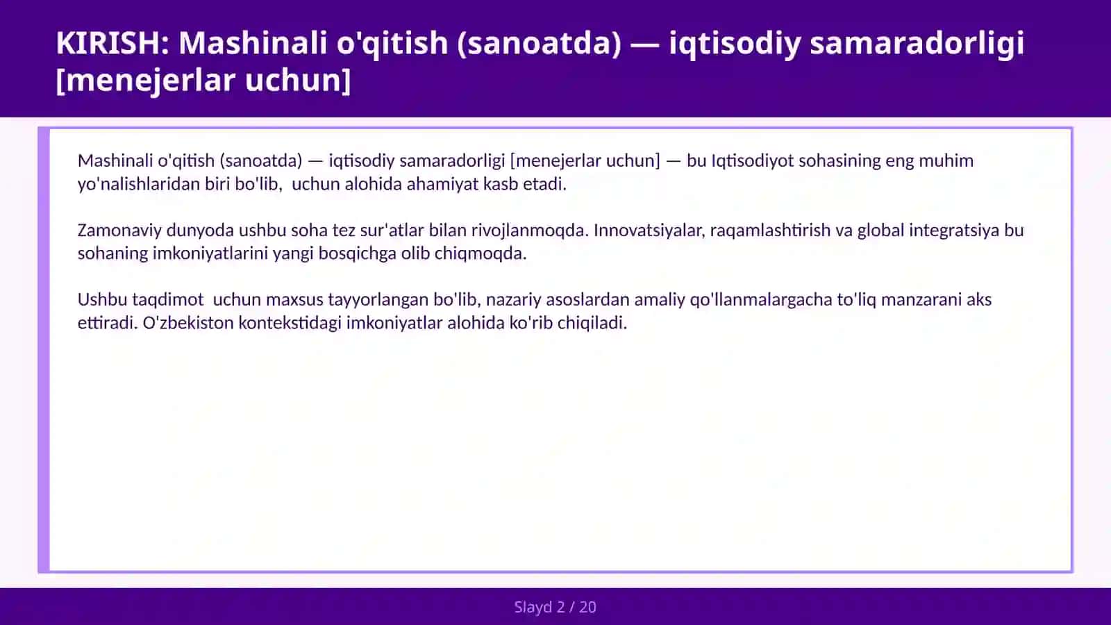 Mashinali o'qitish (sanoatda) — iqtisodiy samaradorligi [menejerlar uchun] 2