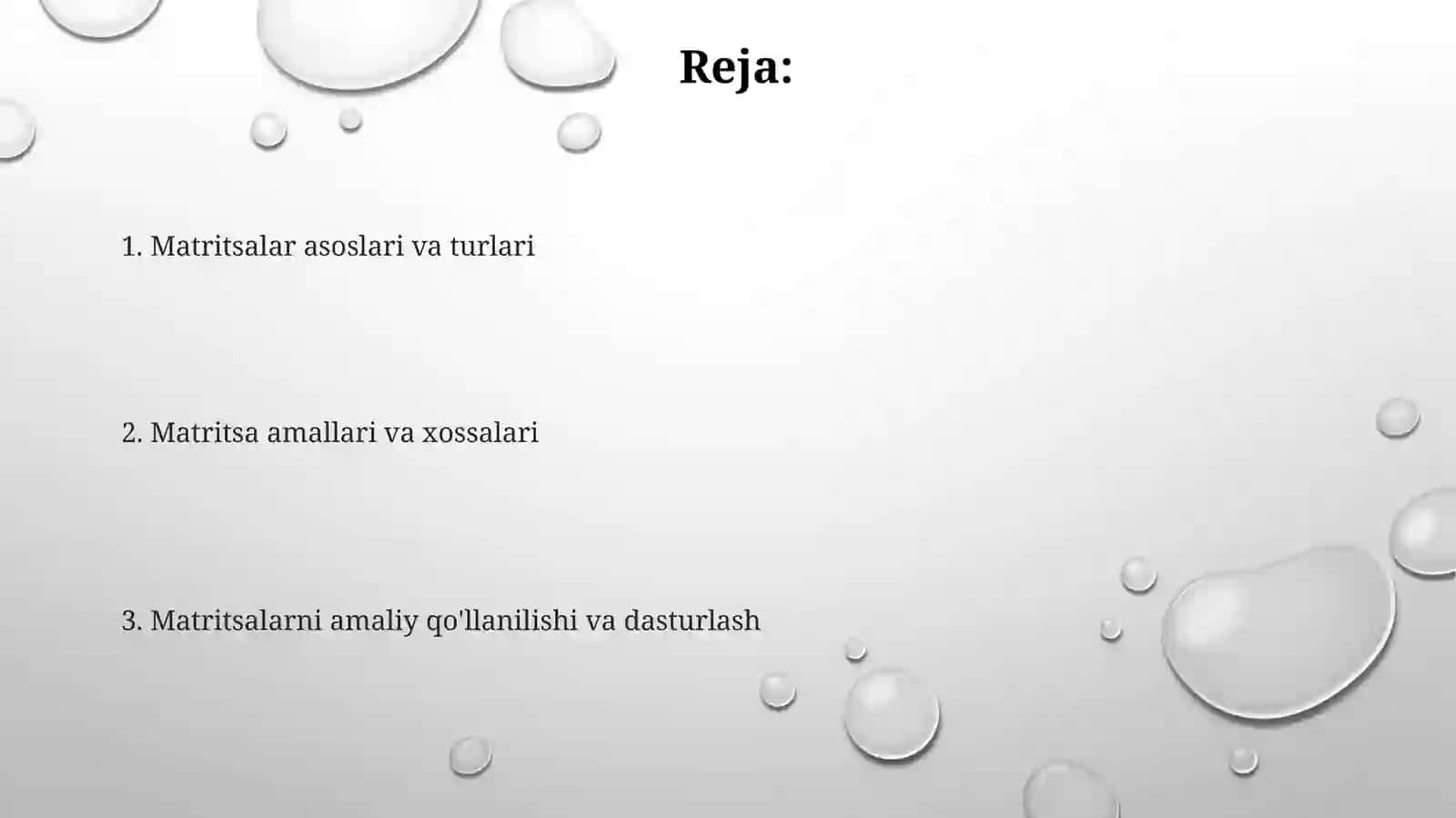 Matritsalar ustida ammallar 2