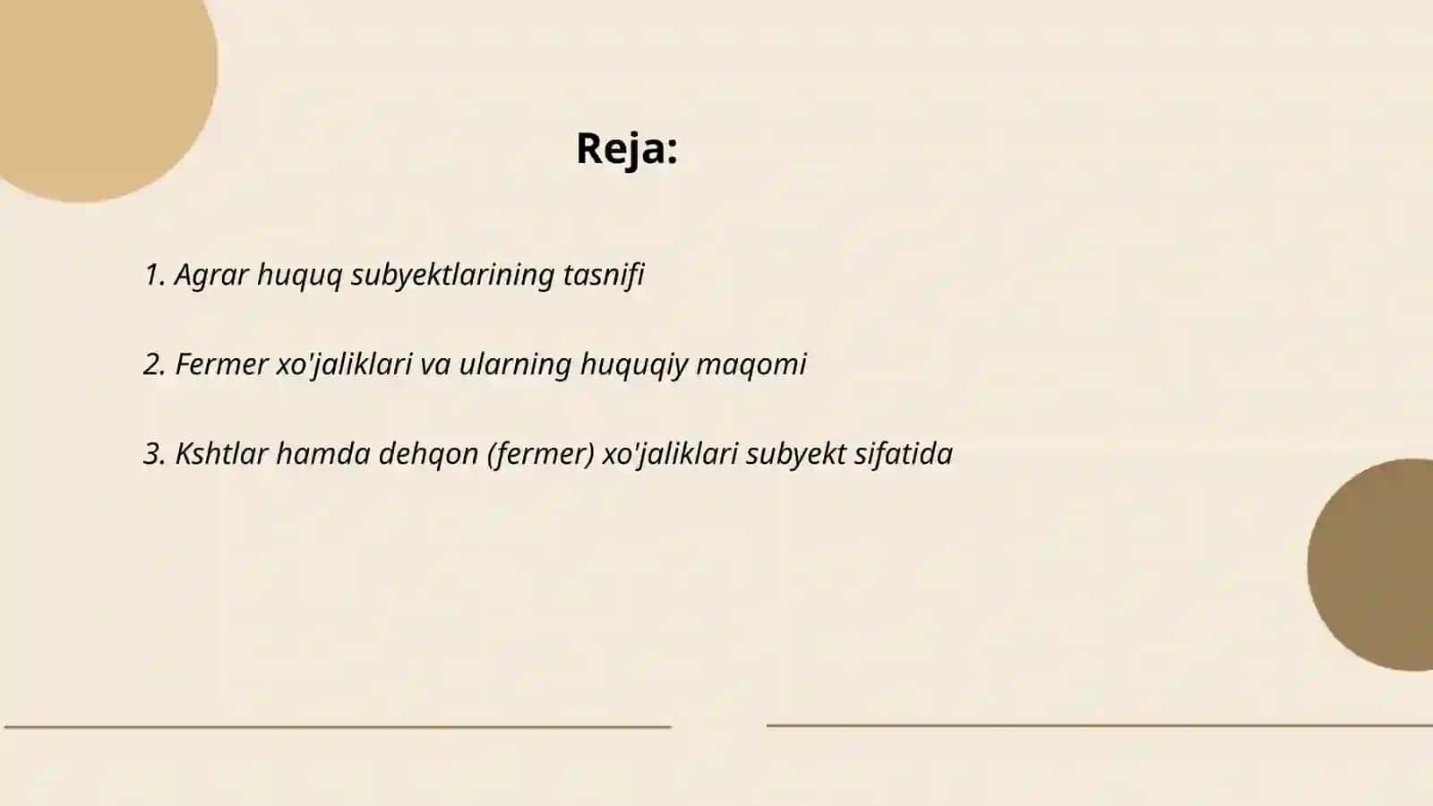 Agrar huquqining subyektlari va obyektlari 2