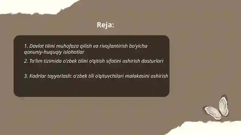 Davlat tilini davlat tili sifatida oshirish 2