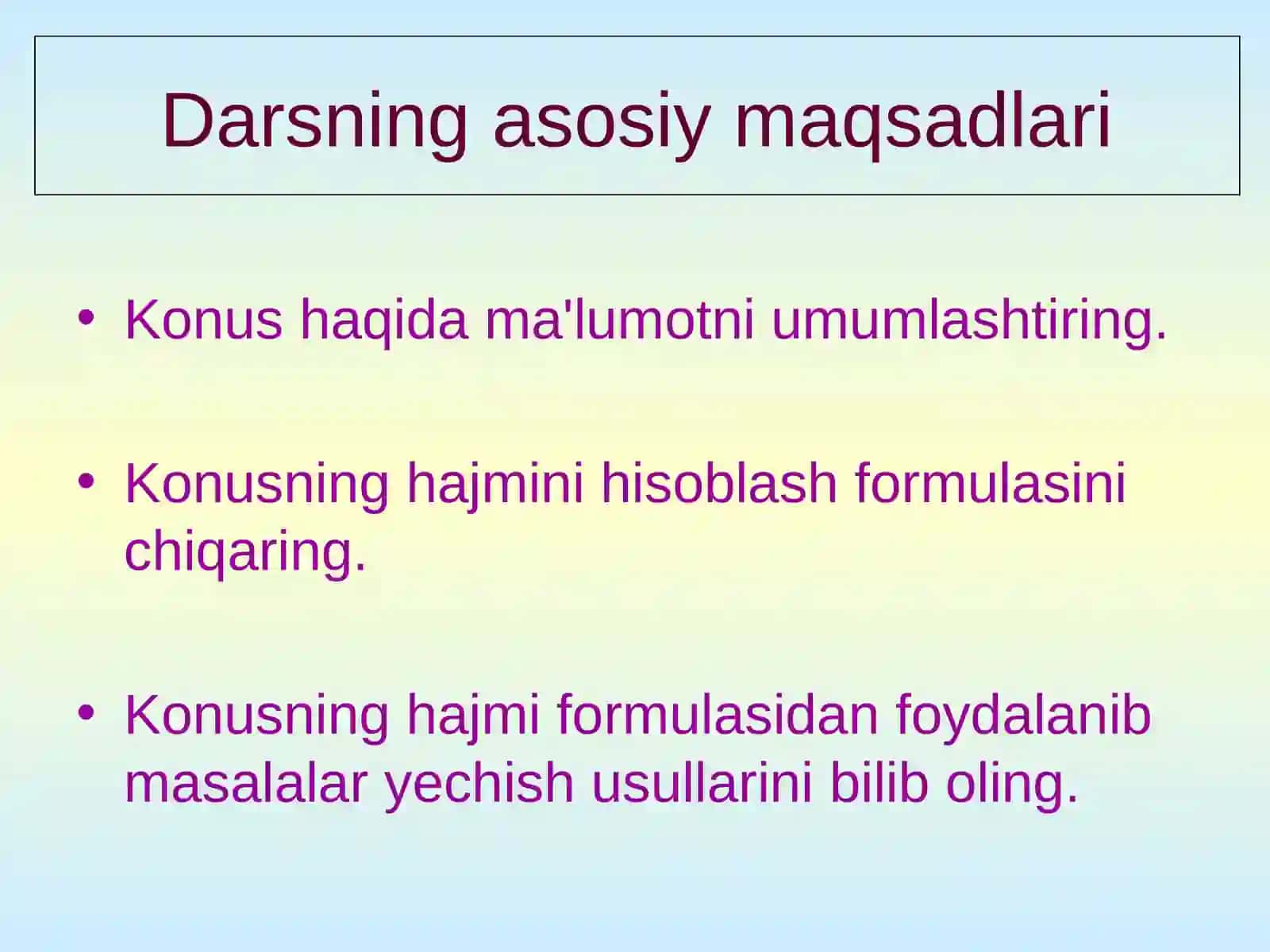 Konusning hajmi 2