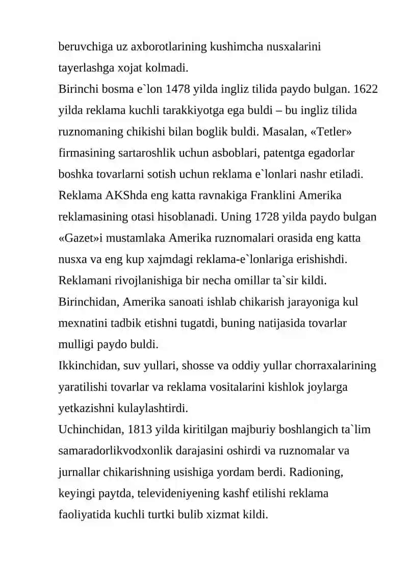 Reklamaning o`rni va axamiyati 2