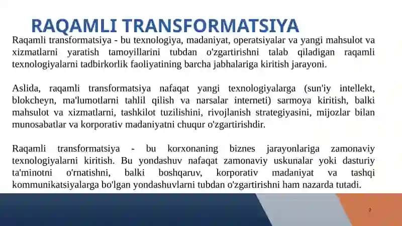 Raqamli transformatsiya 2