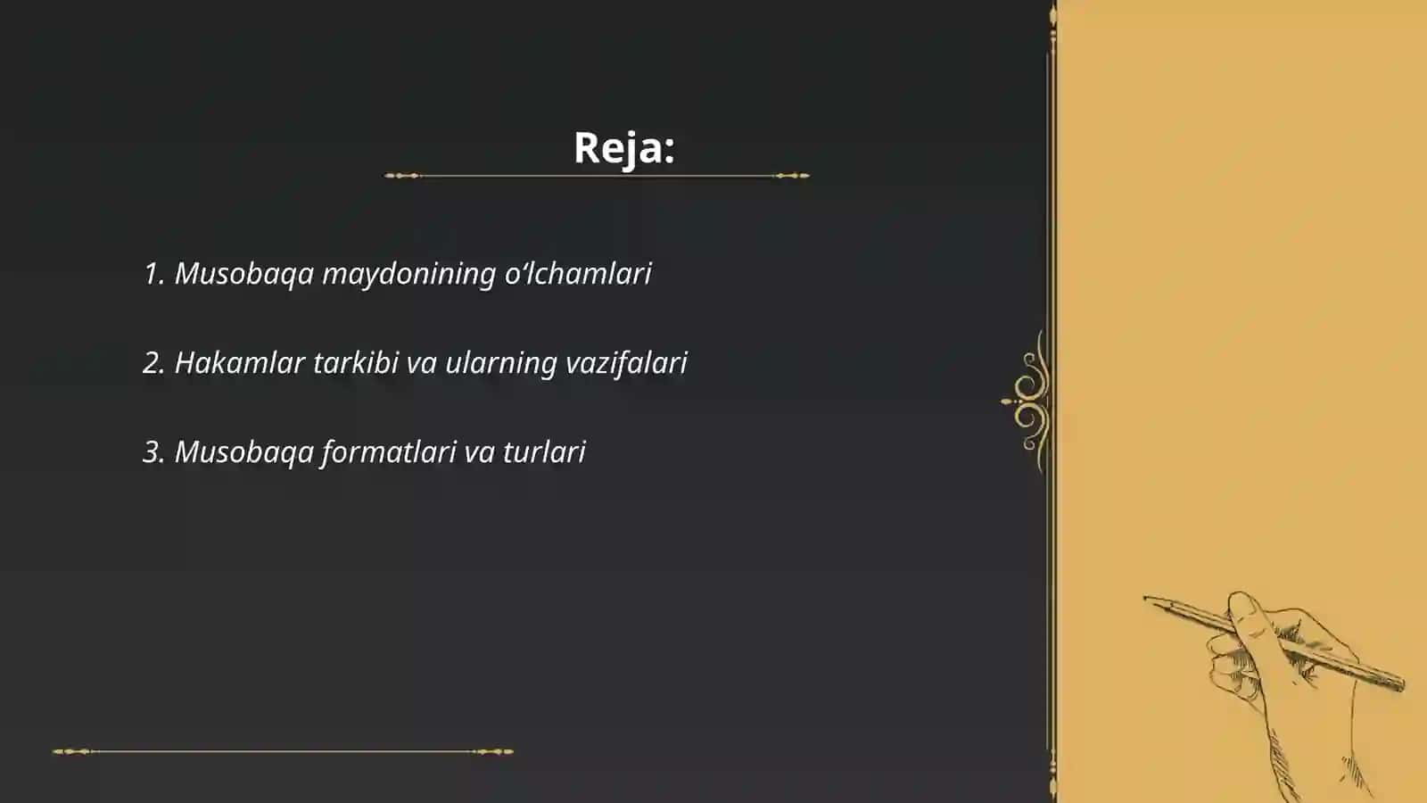 Musobaqa maydonining o‘lchamlari 2