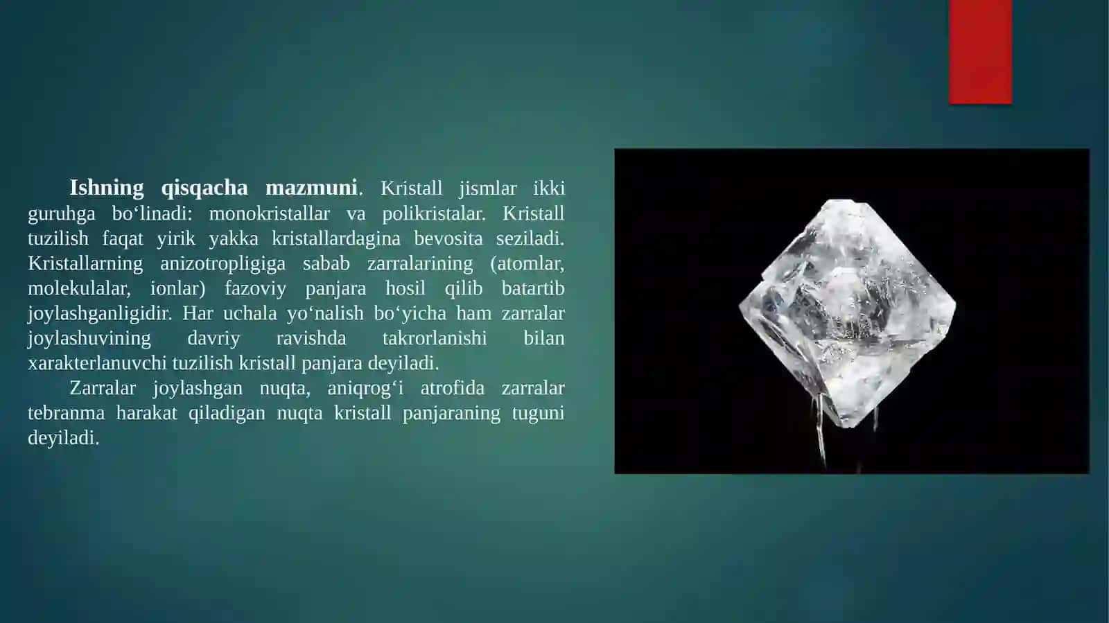Brave fazoviy panjaralar klassifikatsiyasi. Kristallardagi nuqsonlar (defektlar) 2