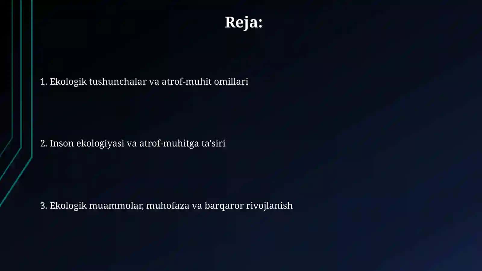 Muxit-ekologik tushuncha. Muxitning faktorlari. Odam ekologiyasi 2