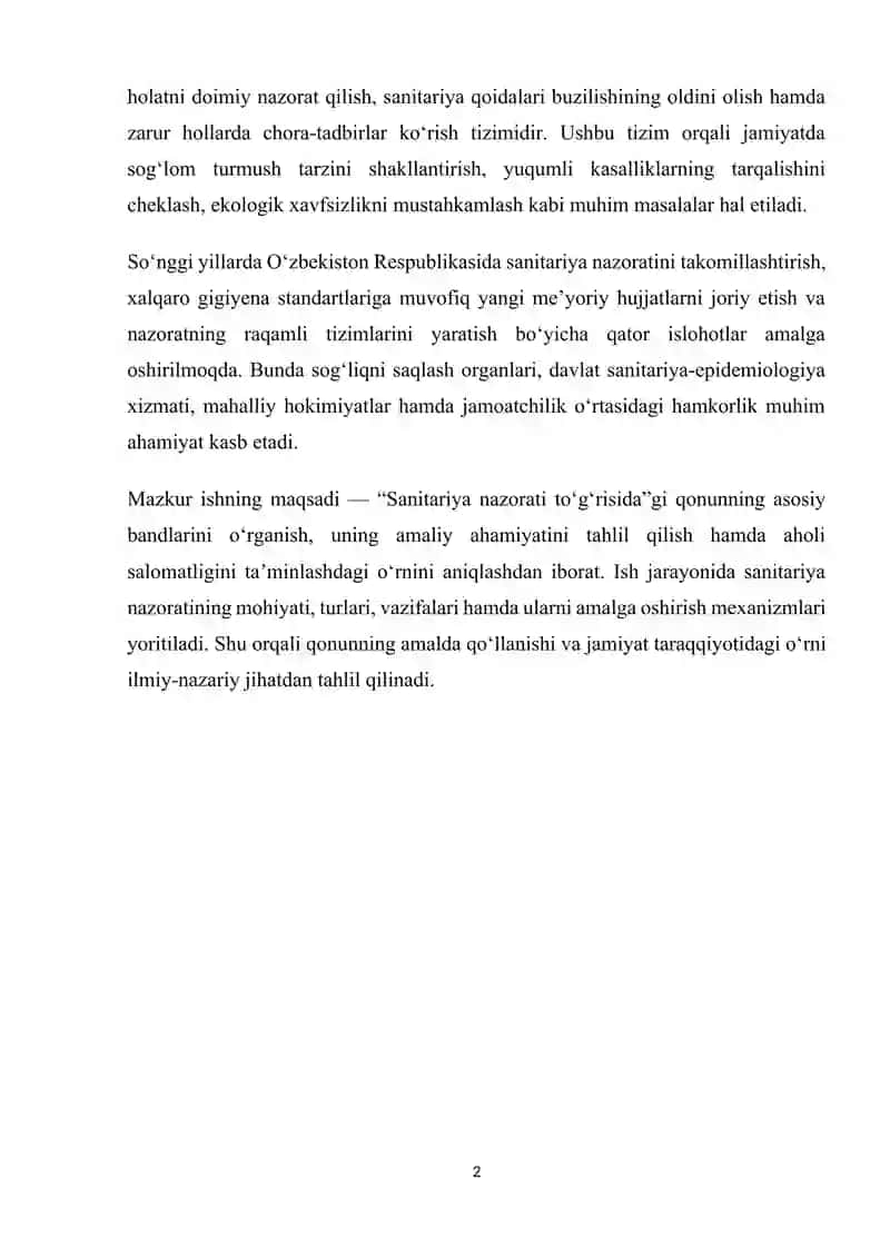 Sanitariya nazorati to‘g‘risida 2