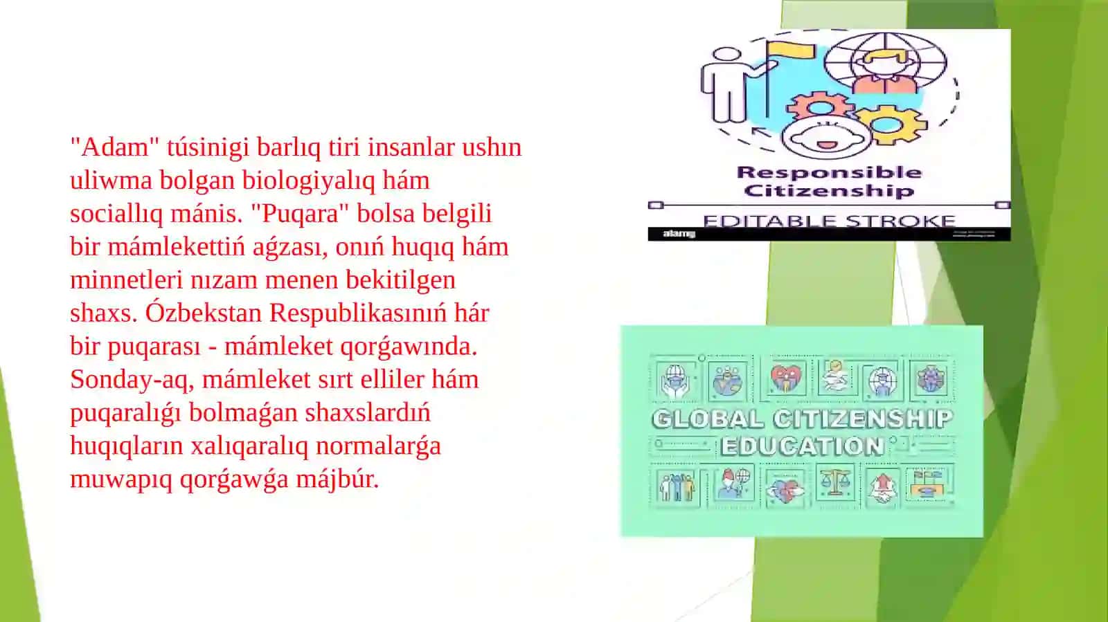 Insan hám puqaraniń tiykarǵi huqıqlari, erkinlikleri hám minnetleri 2