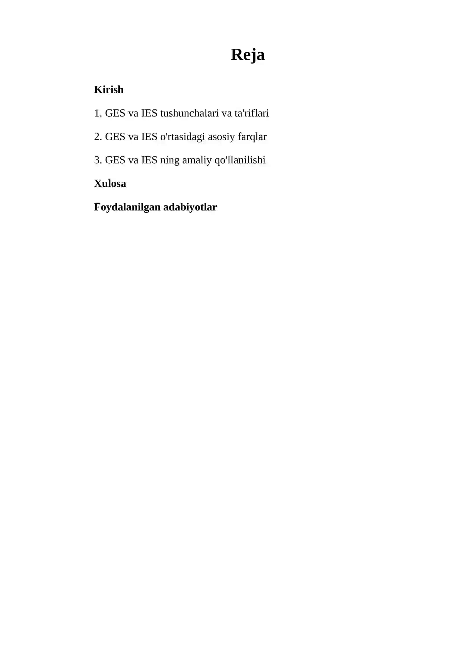 GES va IES tushunchalari va ta'riflari 2