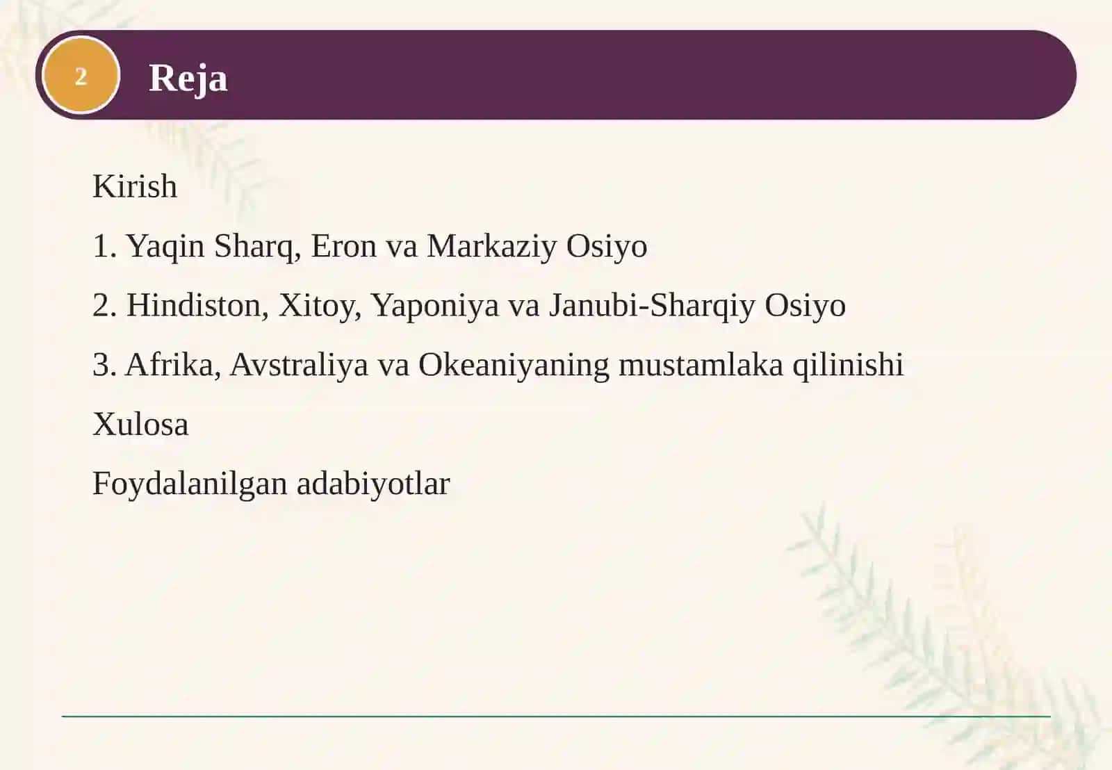 Yangi davrda Osiyo, Afrika, Okeaniya va Avstraliya tarixiy geografiyasi 2