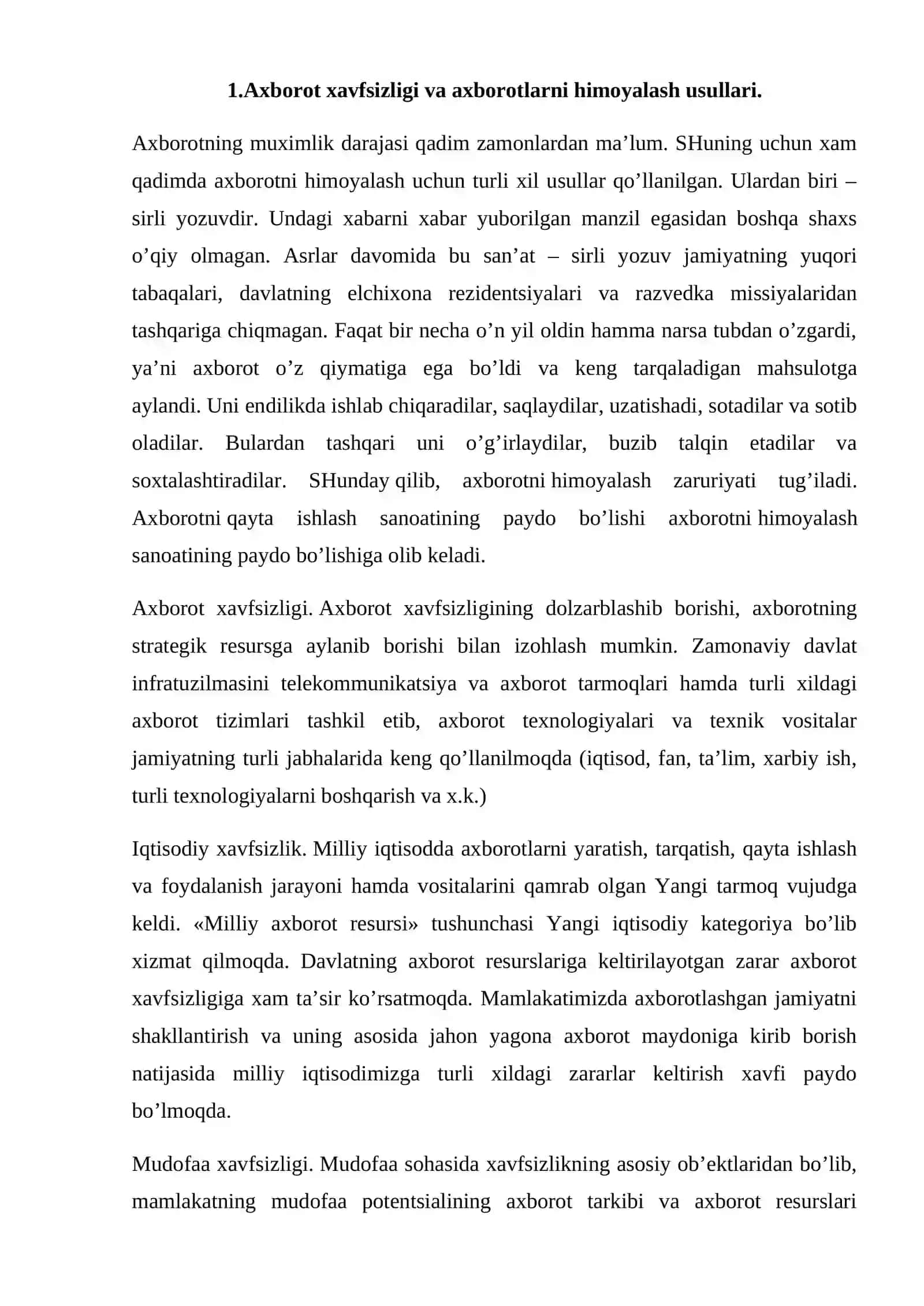 Axborot xavfsizligi va uni himoyalash 2