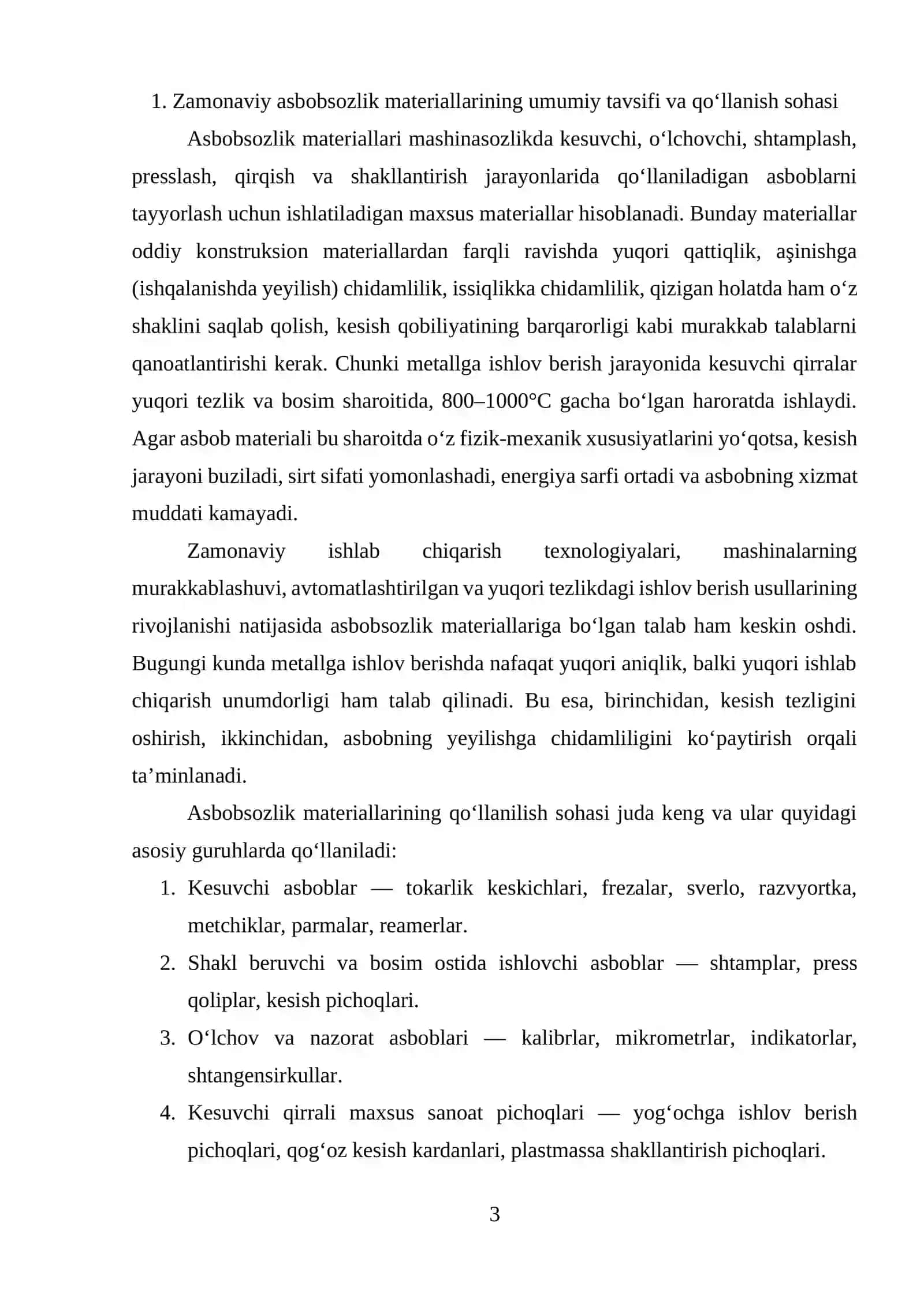 ZAMONAVIY ASBOBSOZLIK MATERIALLARI, QO‘LLANILISH MIQYOSI VA KLASSIFIKATSIYASI 2