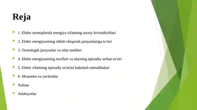 Elektrenergiyasi sifatining iqtisodiy ta’sirini hisoblash 2