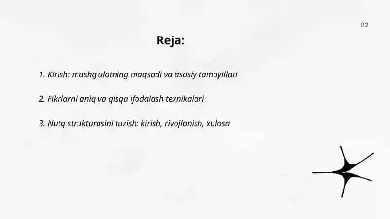 Fikrlarni tushunarli va samarali ifodalash mashg'ulotlari 2