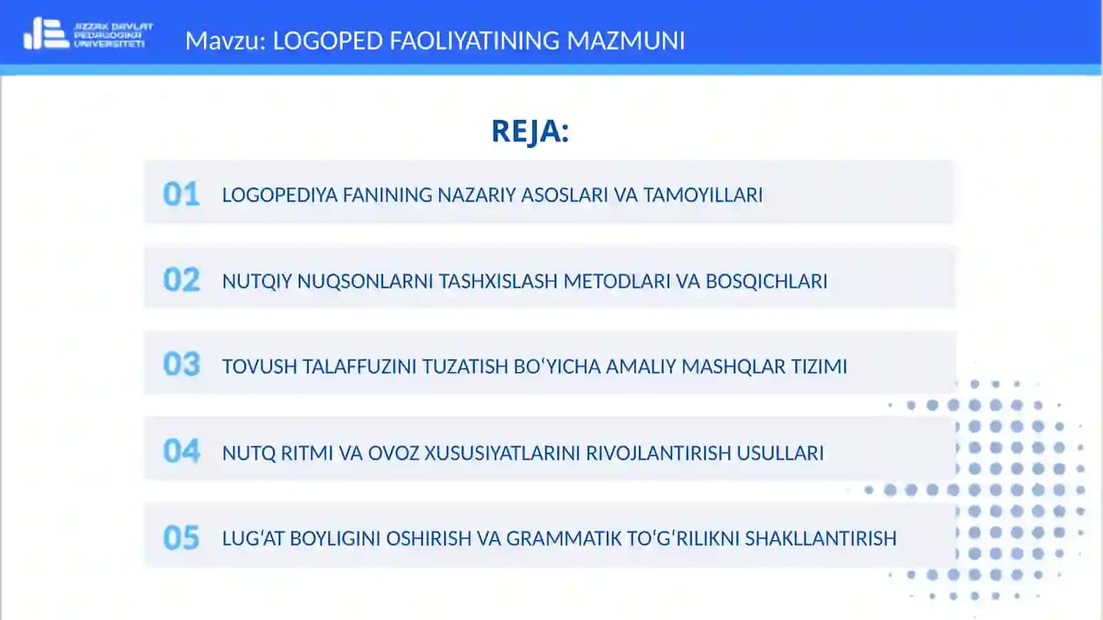 LOGOPEDIYA FANINING NAZARIY ASOSLARI VA TAMOYILLARI 2