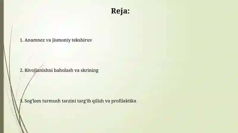 Salomatlik xolati va jismoniy rivojlanishni tekshirish usullari 2