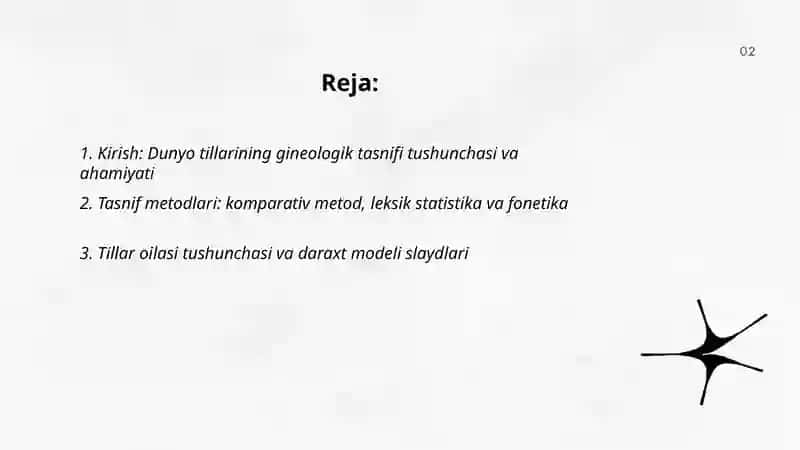 Dunyo tillarining gineologik tasnifi slayd tayorlash 2