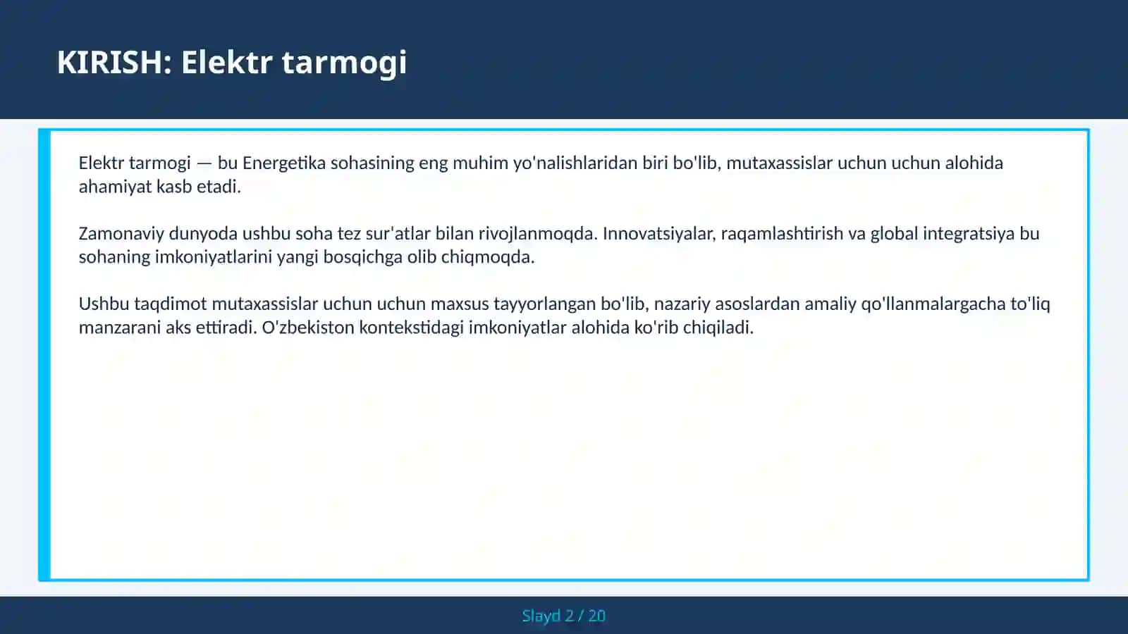 Elektr tarmogi 2