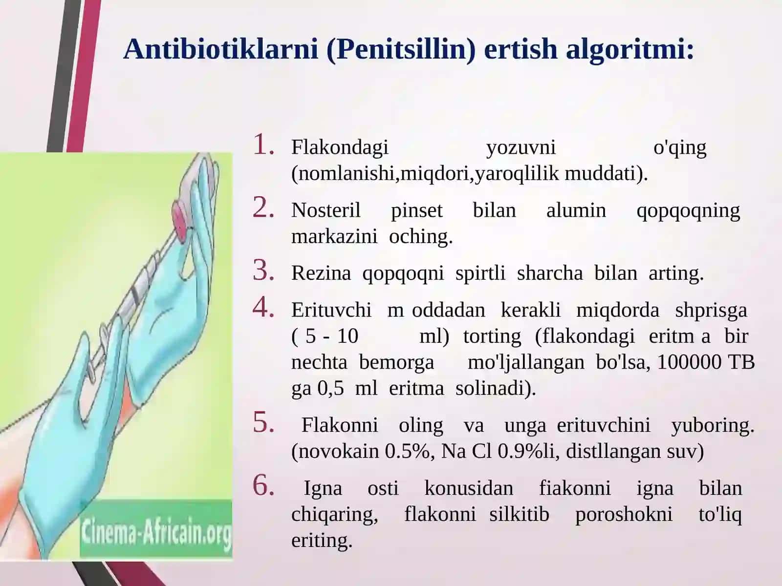 Antibiotiklarni eritish, Insulinni yuborish texnikasi 2