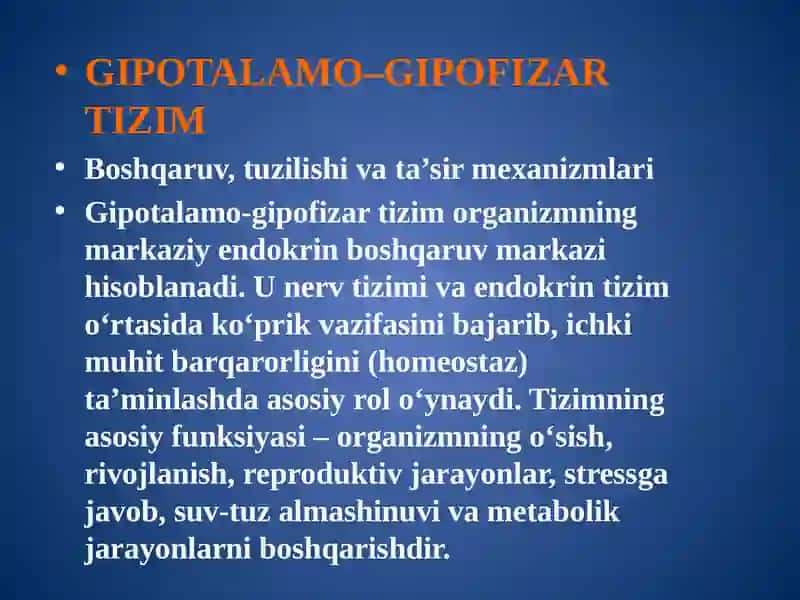 GIPOTALAMO–GIPOFIZAR TIZIM 2