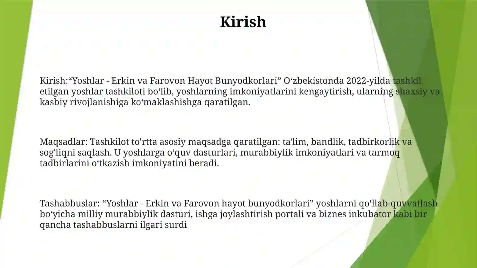 Yoshlar- Erkin Va FarovonHayotBunyodkorlari 2