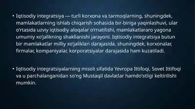 Xalqaro iqtisodiy integratsiya 2