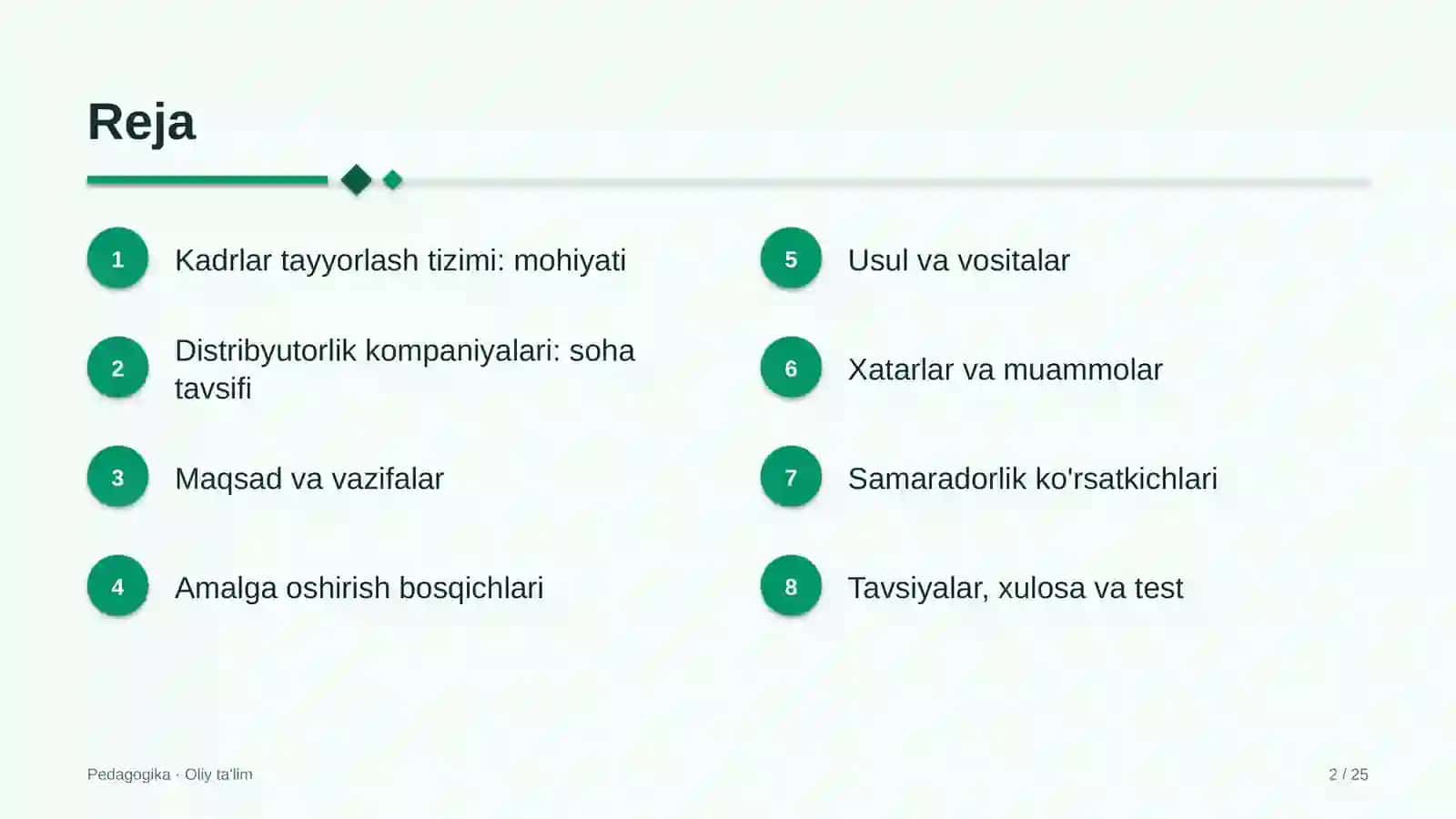 Distribyutorlik kompaniyalarida kadrlar tayyorlash tizimi 2