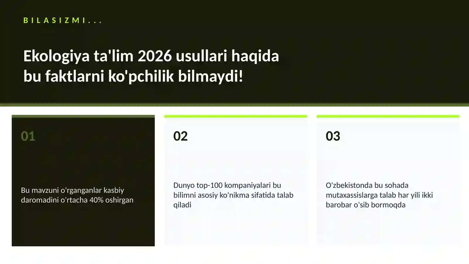 Ekologiya ta'lim 2026 usullari 2