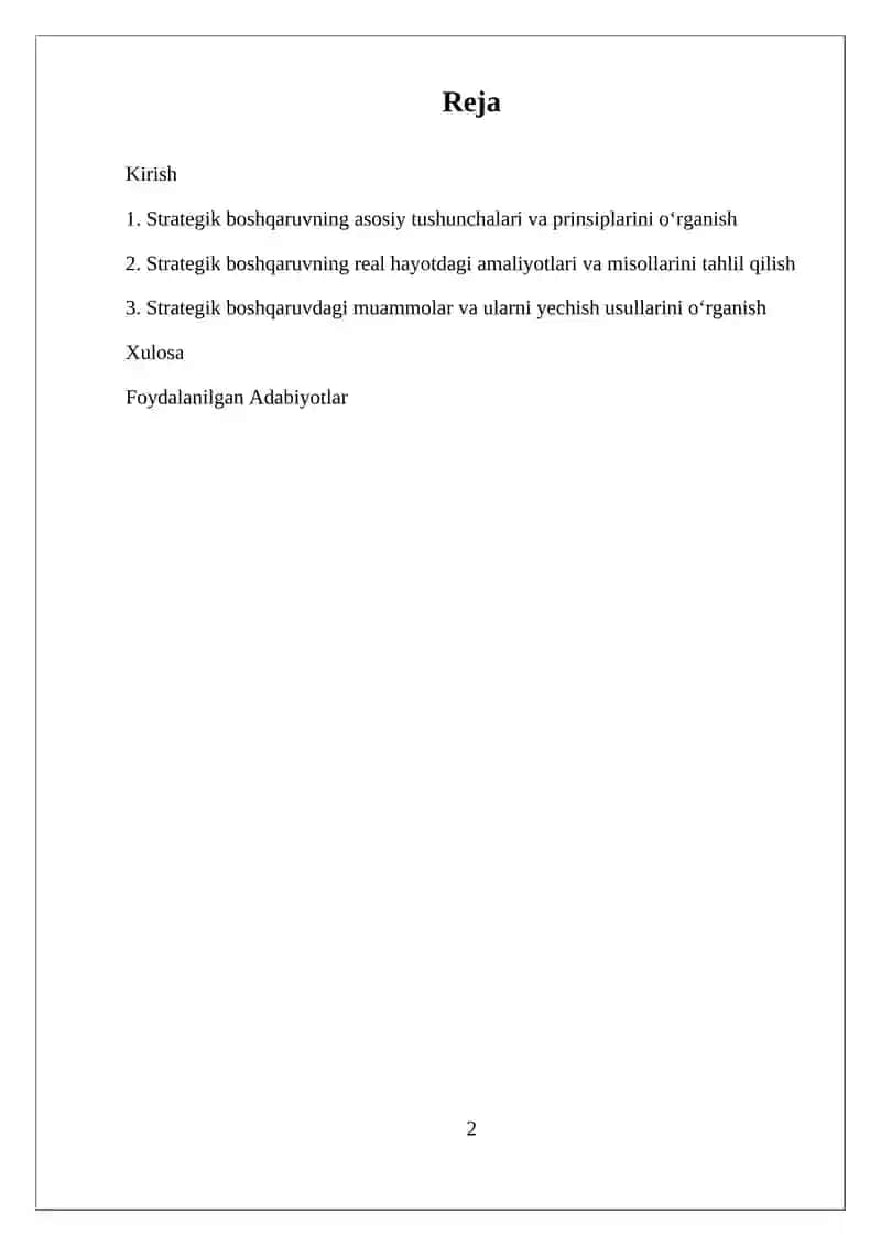 Strategik boshqaruv Nima va uning Asosiy vazifalari 2