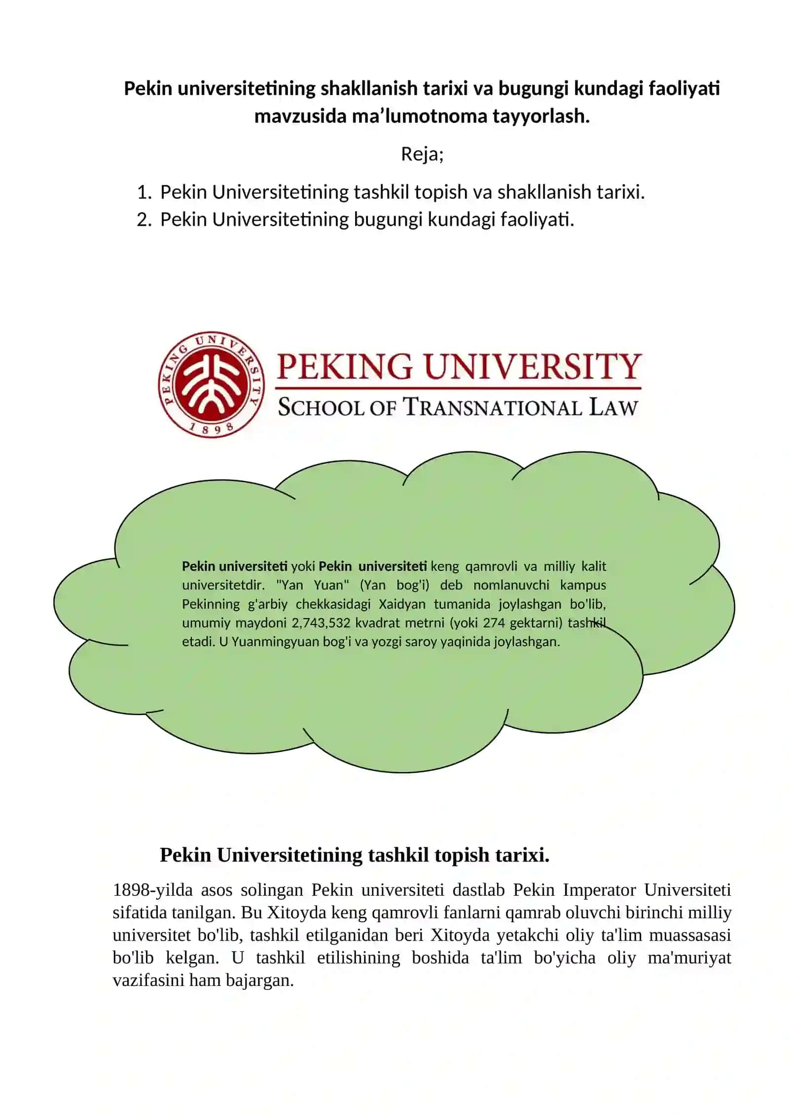PEKIN UNIVERSITETINING SHAKLLANISH TARIXI 2