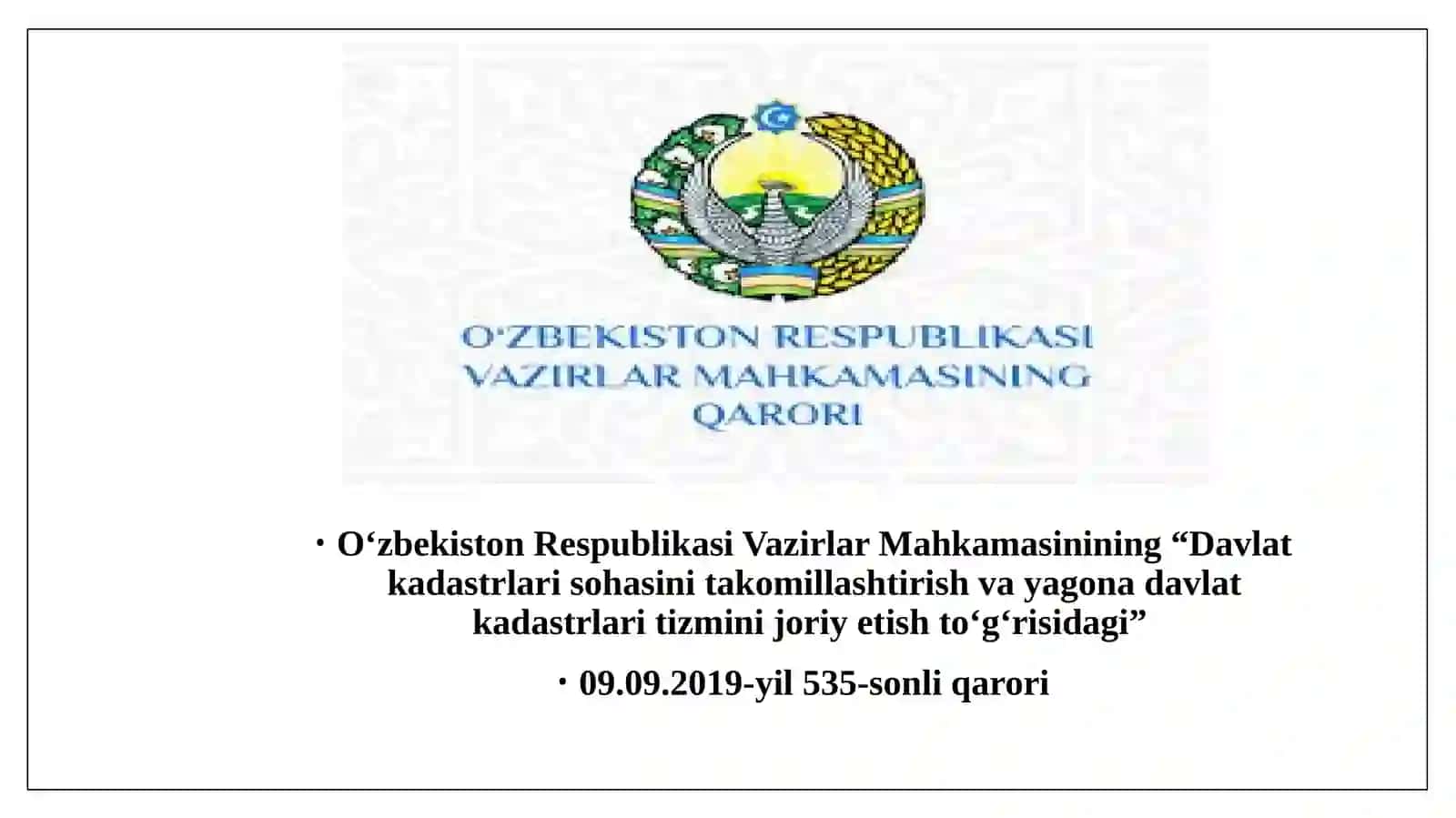 Ko’chmas mulkka doir normativ – huquqiy hujjatlar bilan tanishish (2) 2
