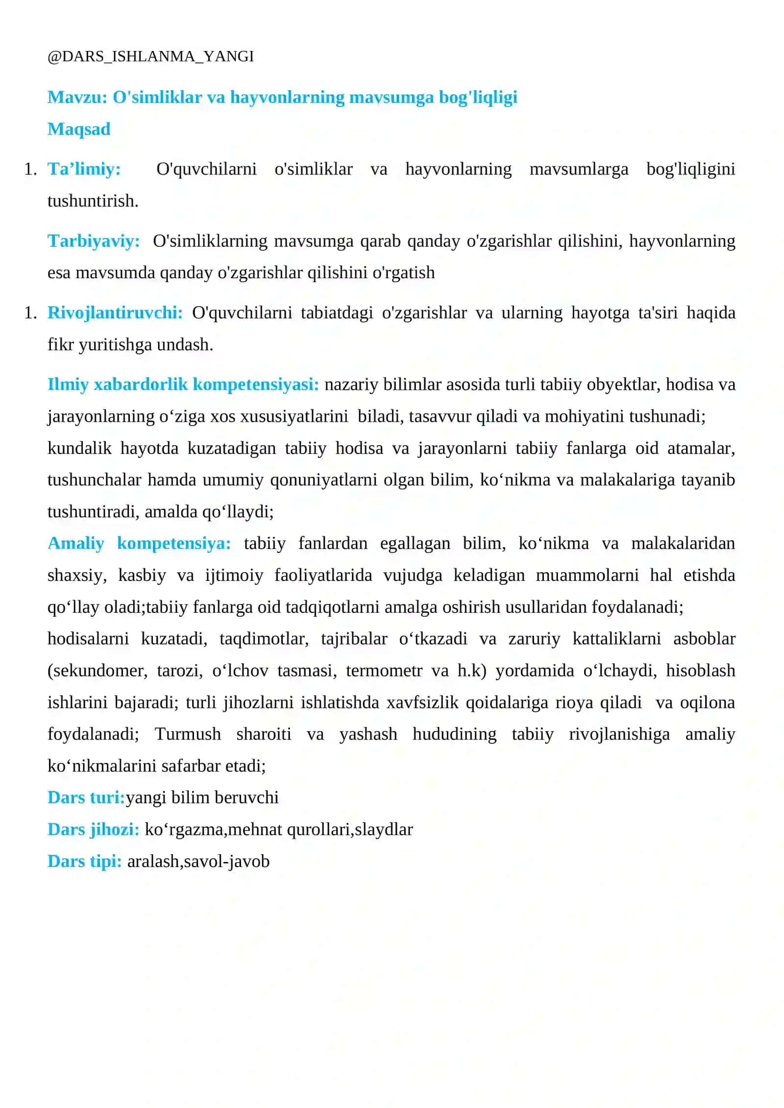 O'simliklar va hayvonlarning mavsumga bog'liqligi 2