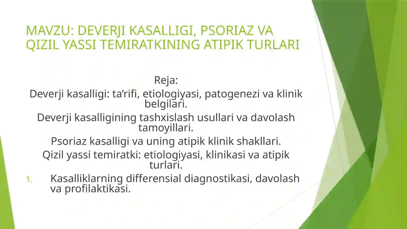 Dermatonevralogiya fanidan mustaqil ish 2