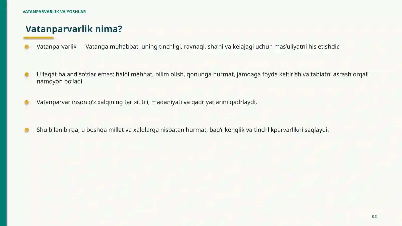 VATANPARVARLIK VA YOSHLAR 2