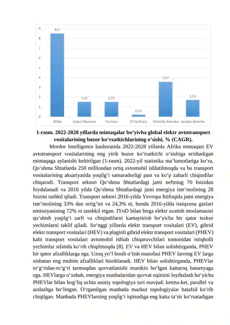 Elektr va gibrid transport vositalarining tasnifi, umumiy qurilmasi va qo'llanilishi 2