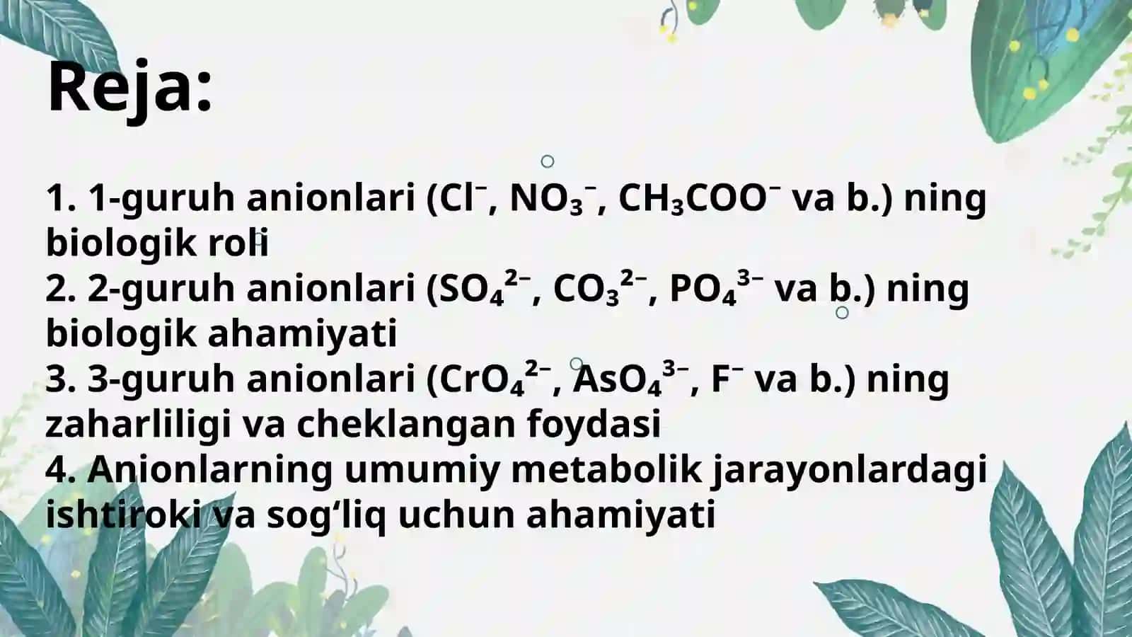 1,2,3-guruh anionlarining biologik ahamiyati 2