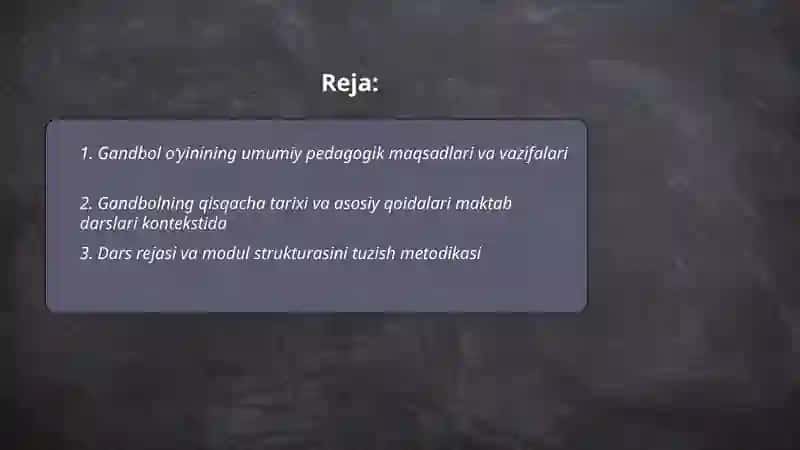 Umumtaʼlim maktablari jismoniy tarbiya darslarida gandbol oʻyini 2