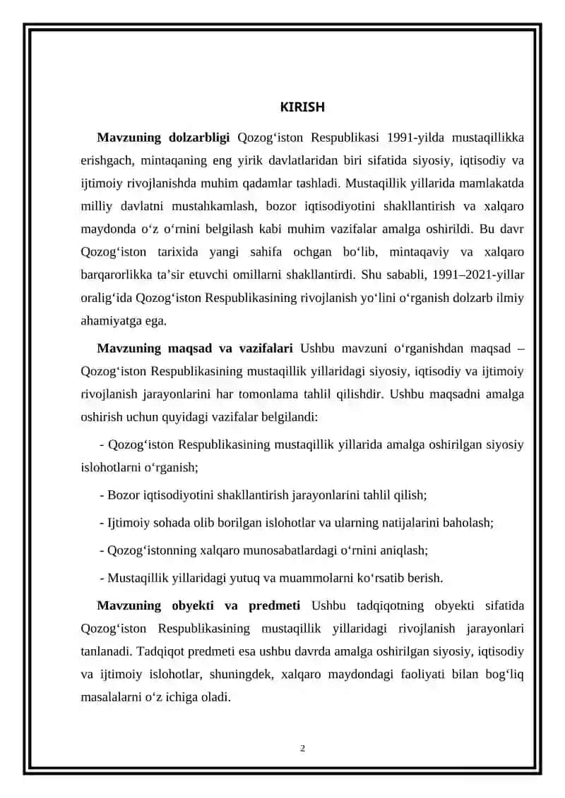 Qozogʻiston Respublikasi mustaqillik yillarida (1991–2021) 2