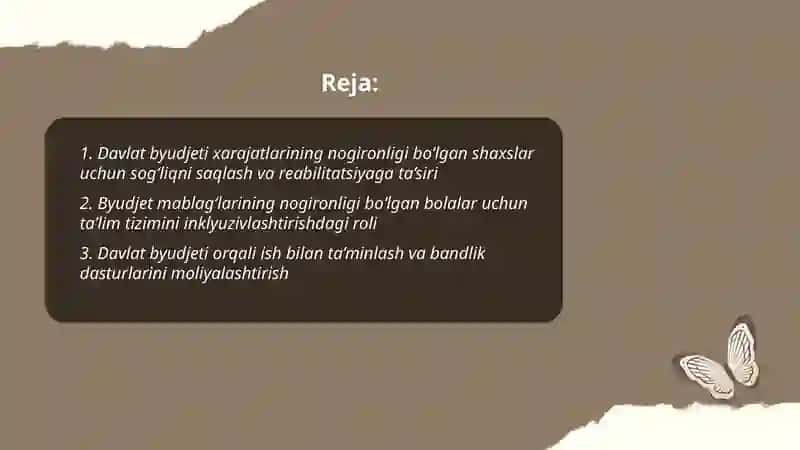Davlat byudjeti xarajatlarining nogironligi bo‘lgan shaxslarni rivojlantirishdagi roli 2