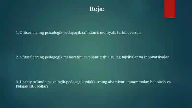 Ofitserlarning pedagogik mahoratiuning psixologik-pedagogik tafakkuri 2