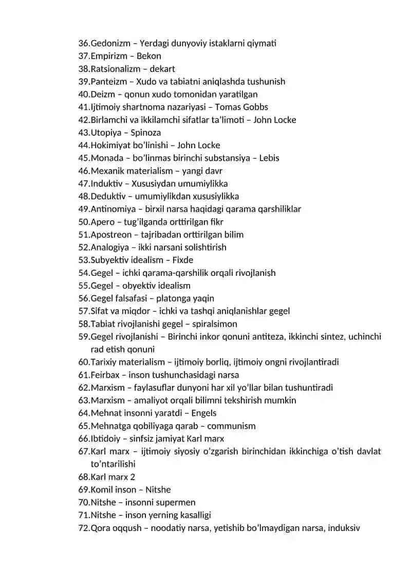 Falsafa savollar toʻplami 2