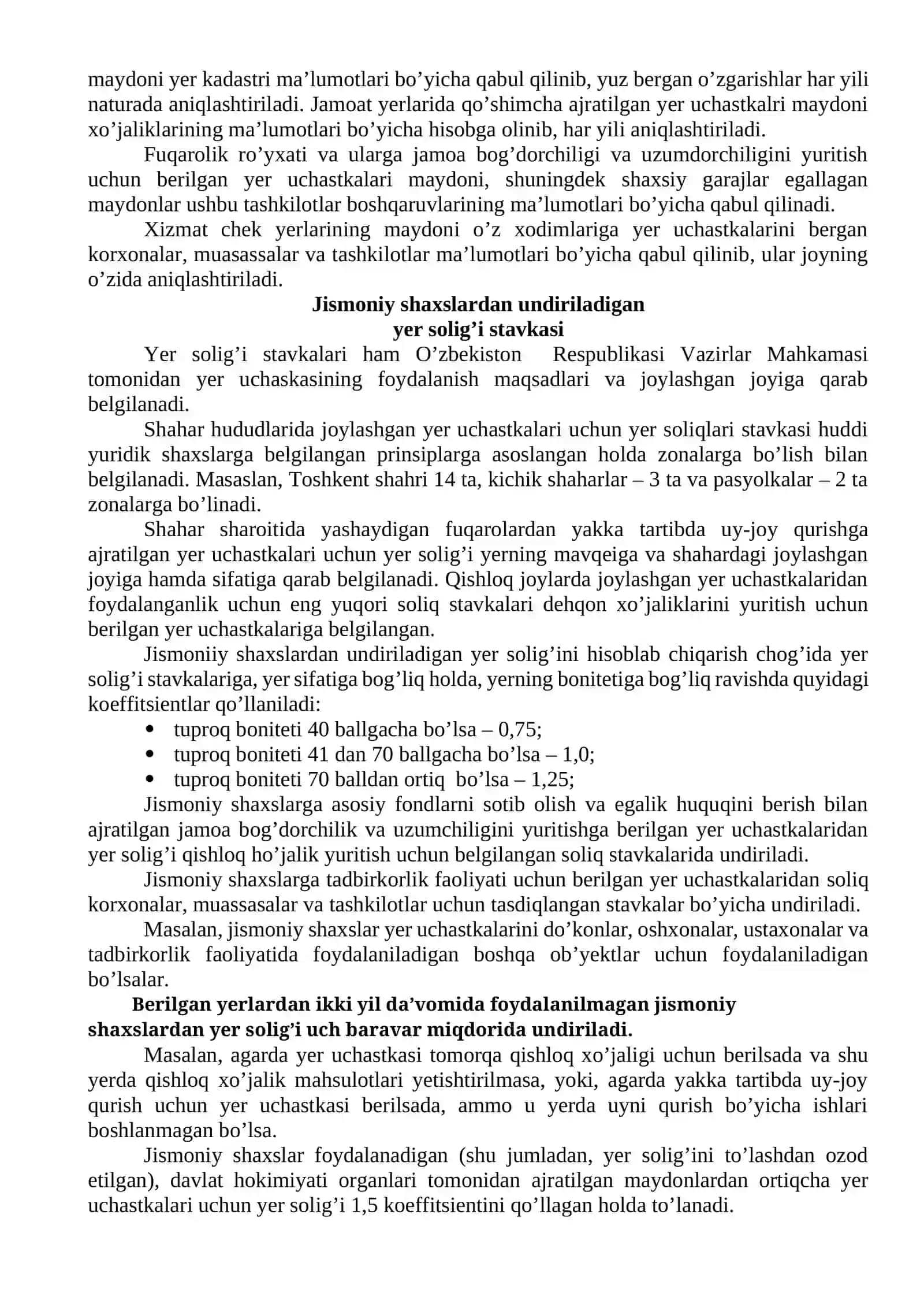 Jismoniy shaxslardan olinadigan yer solig’ini hisoblash va budjetga to’lash tartibi 2
