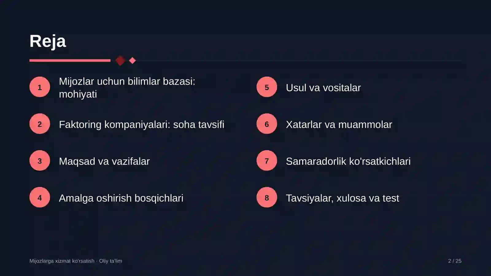 Faktoring kompaniyalarida mijozlar uchun bilimlar bazasini yaratish 2