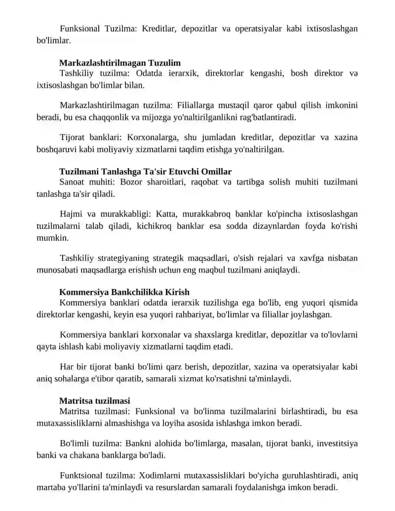 Tijorat bankining tashkiliy tuzilishi 2