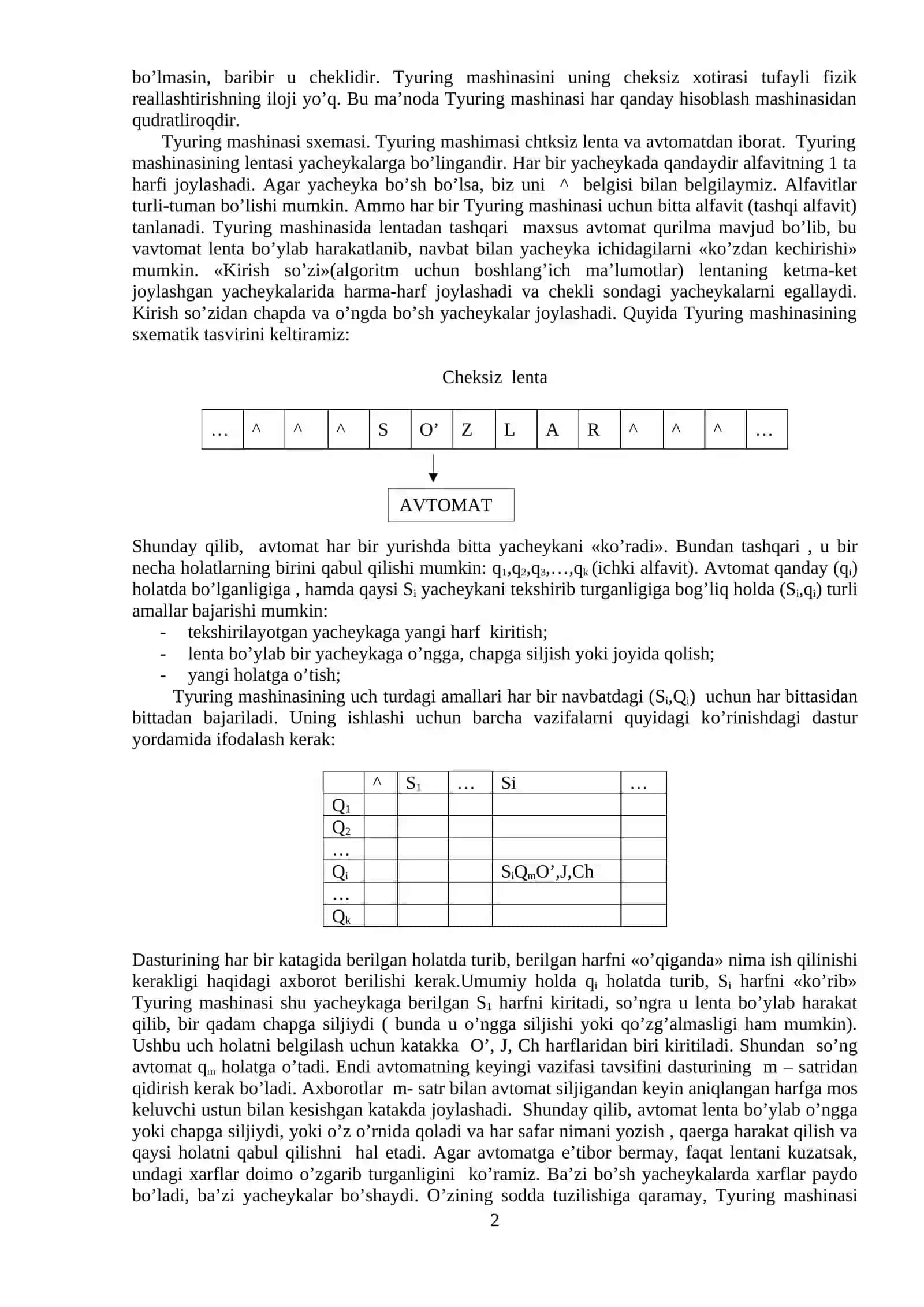 TYURING-POST MASHINALARI VA MARKOVNING NORMAL ALGORITMLARI 2