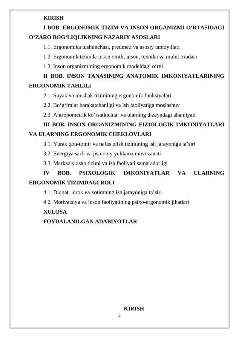 Ergonomika Asoslari Kurs Ishi 2