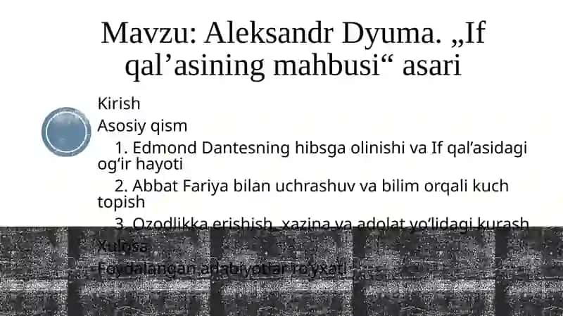 AleksandrDyuma. „Ifqal’asiningmahbusi“asari 2