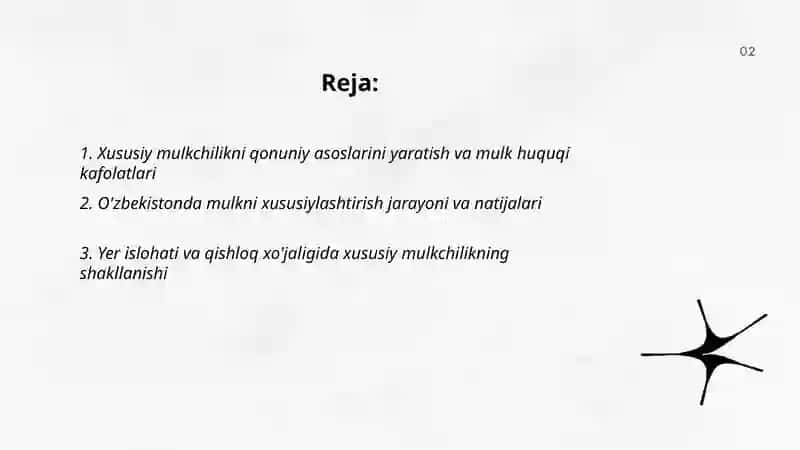 Xususiy mulkchilikning shakllanishi va ozbekistonda bozor munosabatlarini rivojlanishi 2