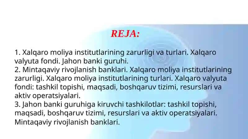 Xalqaro moliya institutlari ularning maqsadi va funksiyalari 2